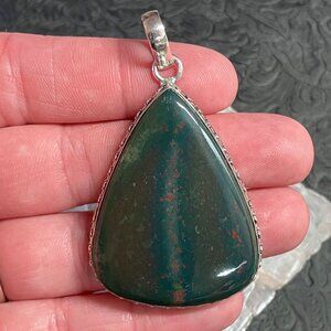 Heliotrope Bloodstone Natural Pendant Gemstone Crystal Jewelry